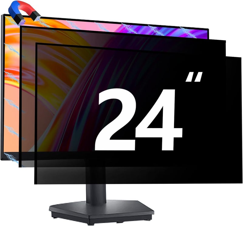 Phimoos [2 Pack] Magnetic Computer Privacy Screen Filter 24 Inch for Frameless Monitor 16:9 Aspect Ratio, Removable Anti Glare Blue Light Protector, Double Sided Reversible Eye Care 24in Film - Image 1